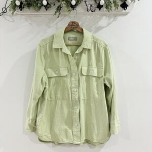 Everlane The Boyfriend Shirt in Flannel Shacket Seagrass Medium